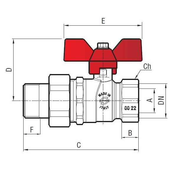 Кран шаровый с муфтой 3/4'' - F.I.V.