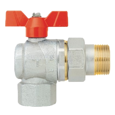 Шаровой угловой кран с фитингом и внутренней резьбой 1, красный - F.I.V."