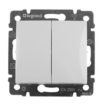 Переключатель на 2 направления двухклавишный - Valena - белый