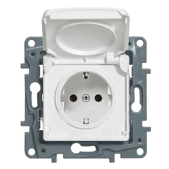 Розетка с откидной крышкой IP44 - Niloe - белый