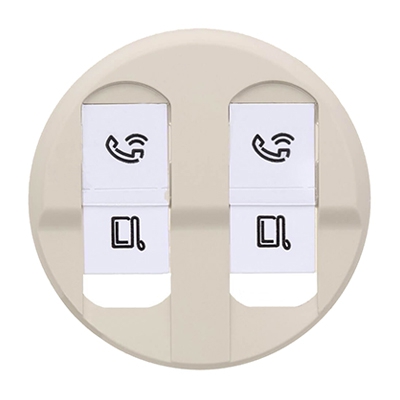 Лицевая панель для розетки 2хRJ45 - Celiane - слоновая кость