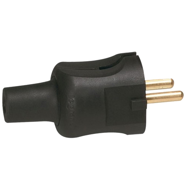 Вилка 2К - серия Элиум - 16 А резина - прямой ввод - черный