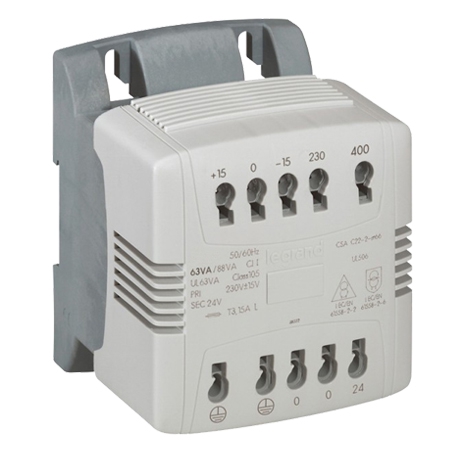 Однофазный трансформатор безопасности - 230/400 - 24V 100ВА
