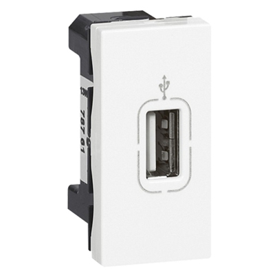 Розетка USB A-тип - 1 модуль - Mosaic - белый