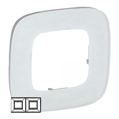 Рамка 2 поста - Valena Allure - белое стекло