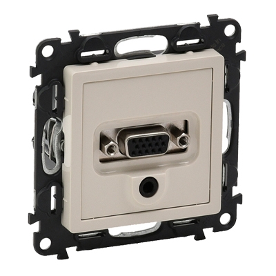 Розетка VGA (HD15) + Jack 3,5 мм - Valena Life - слоновая кость