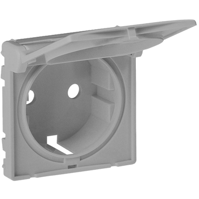 Лицевая панель для розеток 2К+З с откидной крышкой - Valena Life - алюминий