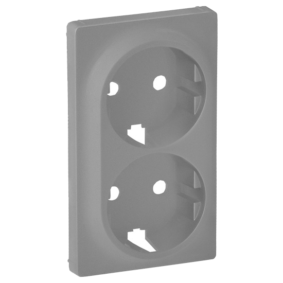 Лицевая панель для двойной силовой розетки 2х2К+З - Valena Life - алюминий