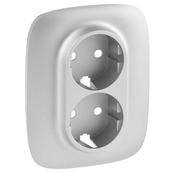 Лицевая панель для двойной силовой розетки 2х2К+З - Valena Allure - алюминий