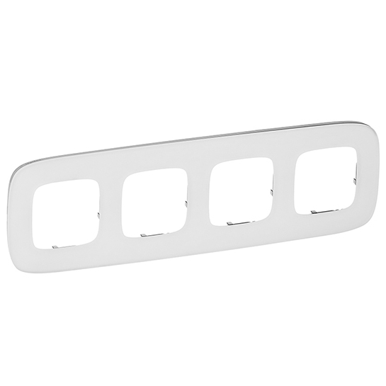 Рамка 4 поста - Valena Allure - белое стекло