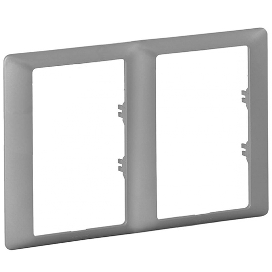 Рамка для двойной розетки без перегородки 2 поста - Valena Life - алюминий