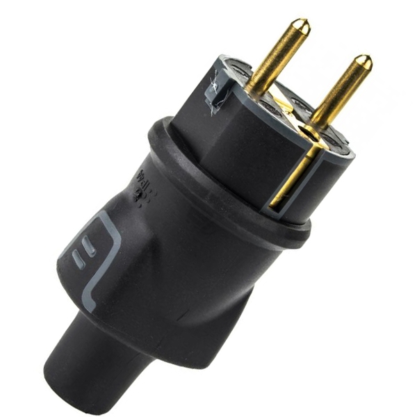 Вилка 2К+3 - серия Элиум - 16 А резина - черный