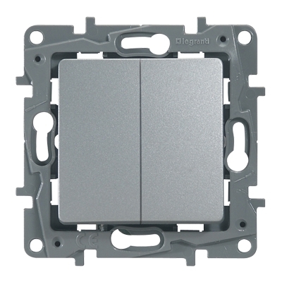 Выключатель двухклавишный - Etika - алюминий