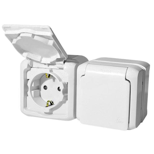 Розетка 2х2К+З IP44 - Forix - белый