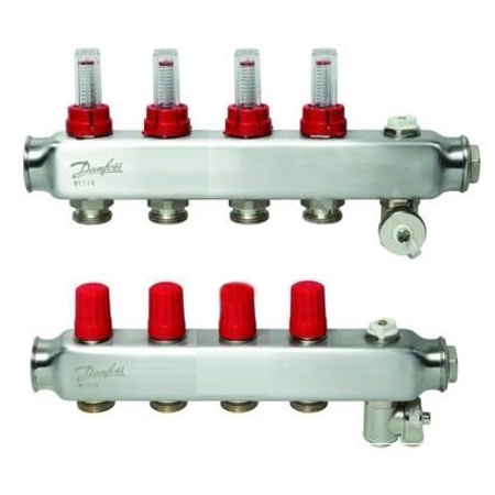 Коллектор из нержавеющей SSM-F стали с расходомерами - Manifold 4+4