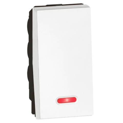 Переключатель одноклавишный с индикатором 20AX - 1 модуль - Arteor - White