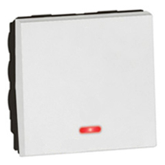 Переключатель одноклавишный с индикатором 20AX - 2 модуля - Arteor - White
