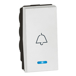 Кнопка с индикатором и с символом ''звонок'' - 1 модуль - Arteor - White