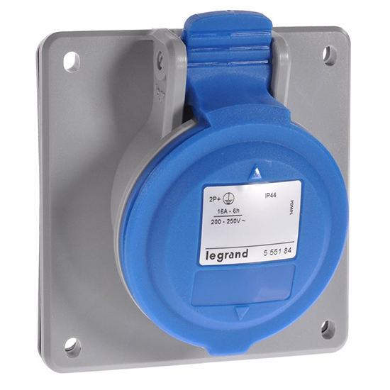 Встраиваемая наклонная розетка 2К+З 16А 230В IP44 - P17 Tempra Pro