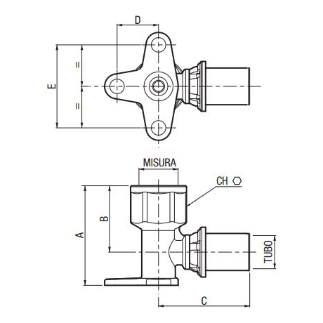 Настенное колено с внутренней резьбой 20x1/2'' L-48 - F.I.V. - никелированный