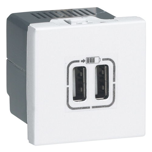 Розетка USB A+A-тип 1.5A - 2 модуля - Mosaic - белый
