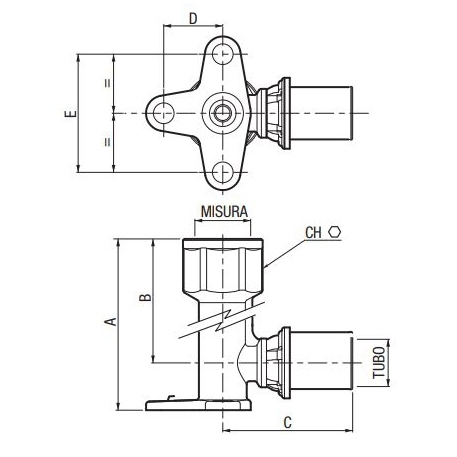 Настенное колено с внутренней резьбой 16x1/2'' L-68 - F.I.V. - никелированный