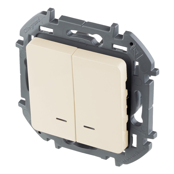 Выключатель двухклавишный с подсветкой/индикацией - Inspiria - слоновая кость