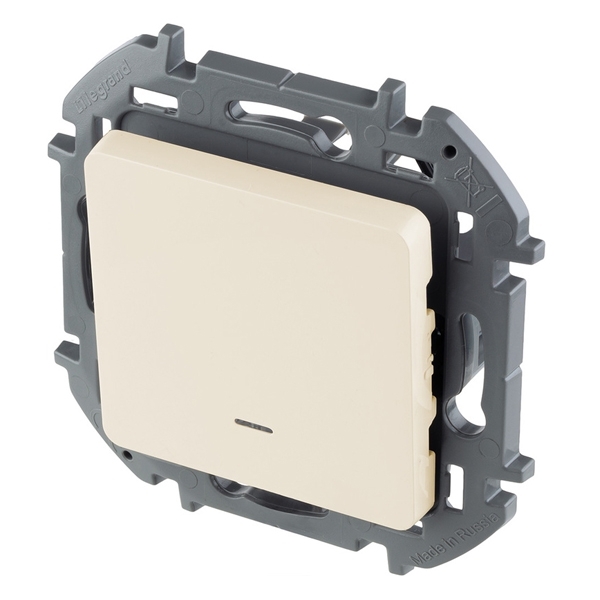 Переключатель одноклавишный с подсветкой/индикацией - Inspiria - слоновая кость