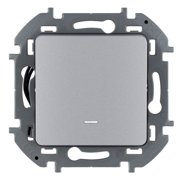 Переключатель одноклавишный с подсветкой/индикацией - Inspiria - алюминий