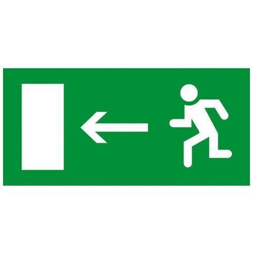 Информационная табличка - дверь на выход налево - 310х112 мм