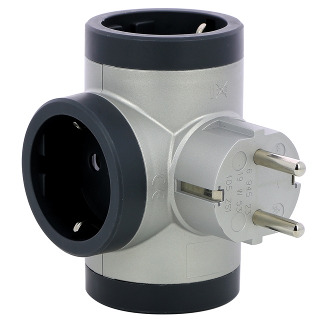 Многорозеточный блок 3 x 2К+3 16A - Legrand Элиум - алюминий