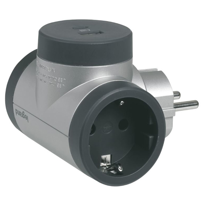 Многорозеточный блок 2 x 2К+3 с USB A+C - Legrand Элиум - алюминий