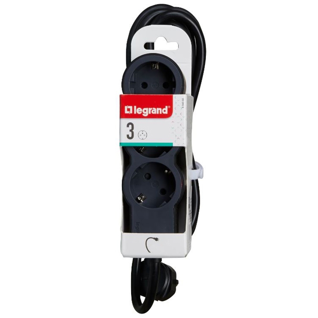 Многорозеточный блок ''Стандарт'' 3 x 2К+З - с кабелем длиной 5 м - черный