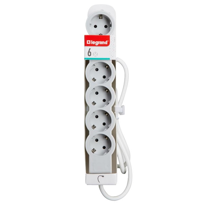 Многорозеточный блок ''Стандарт'' 6 x 2К+З - с кабелем длиной 1,5 м