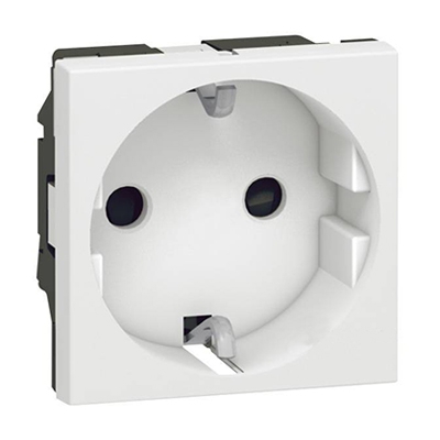 Розетка 2К+3 - 2 модуля - Mosaic - с защитными шторками - белый