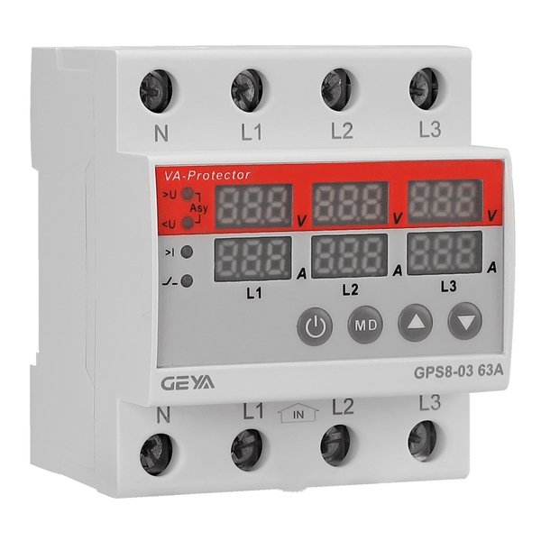 Реле напряжения с LED дисплеем 63A - GEYA