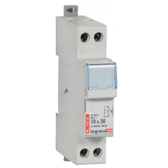 Держатель плавких вставок - 1P+N 500V - 10x38 мм