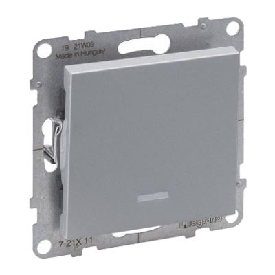 Выключатель одноклавишный с подсветкой/индикацией - Suno - алюминий