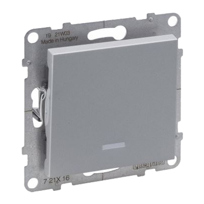 Переключатель одноклавишный с подсветкой/индикацией - Suno - алюминий