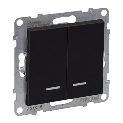 Переключатель двухклавишный с подсветкой/индикацией - Suno - антрацит