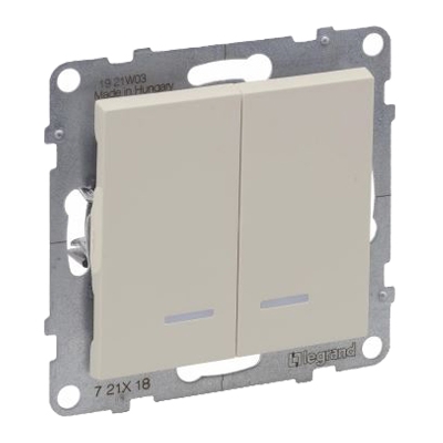 Переключатель двухклавишный с подсветкой/индикацией - Suno - слоновая кость