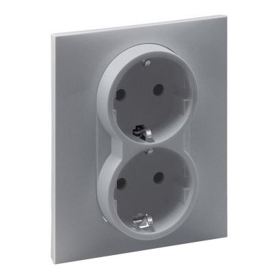 Розетка 2x2К+З со шторками - Suno - алюминий