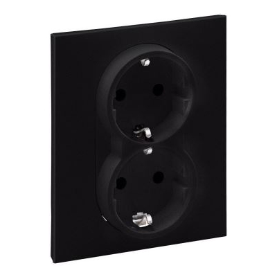 Розетка 2x2К+З со шторками - Suno - антрацит