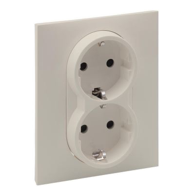 Розетка 2x2К+З со шторками - Suno - слоновая кость