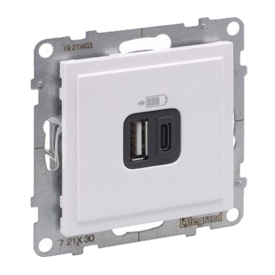 Розетка USB Type A+C 3A 15W - Suno - белый