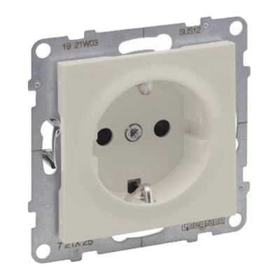 Розетка 2К+З со шторками - Suno - слоновая кость