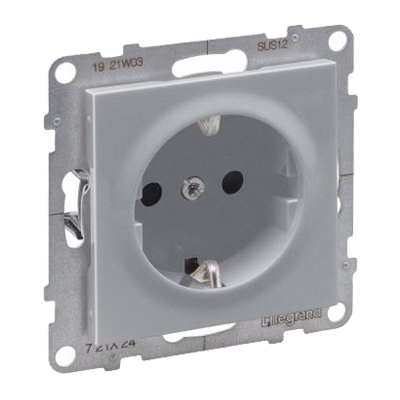 Розетка 2К+З со шторками - Suno - алюминий