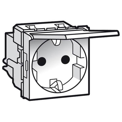 Розетка 2P+E с крышкой IP40 - 2 модуля - Arteor - White