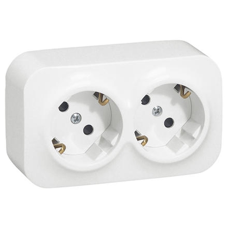 Розетка 2x2К+З с защитными шторками - Forix - белый