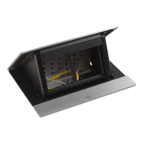 Выдвижной розеточный блок - 4 модуля - нержавеющая сталь